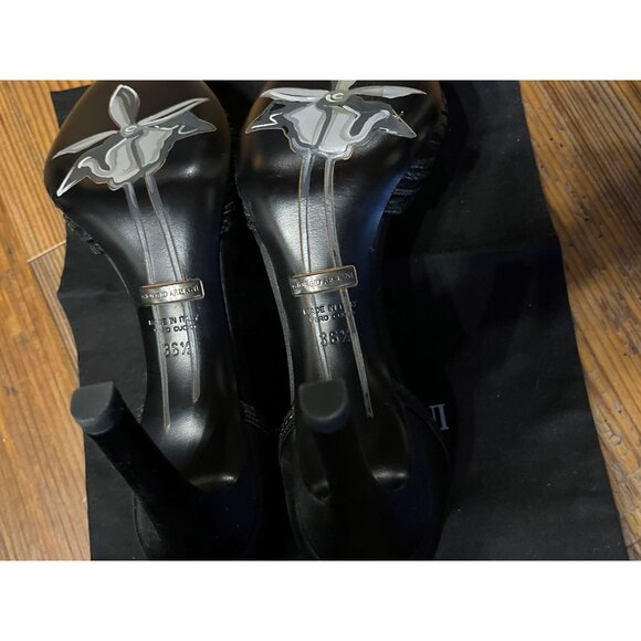 GIORGIO ARMANI Black Leather Pump Shoes 36.5 New In Box - Picture 2 of 4